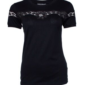 Dolce & Gabbana Black Top with Lace Detail